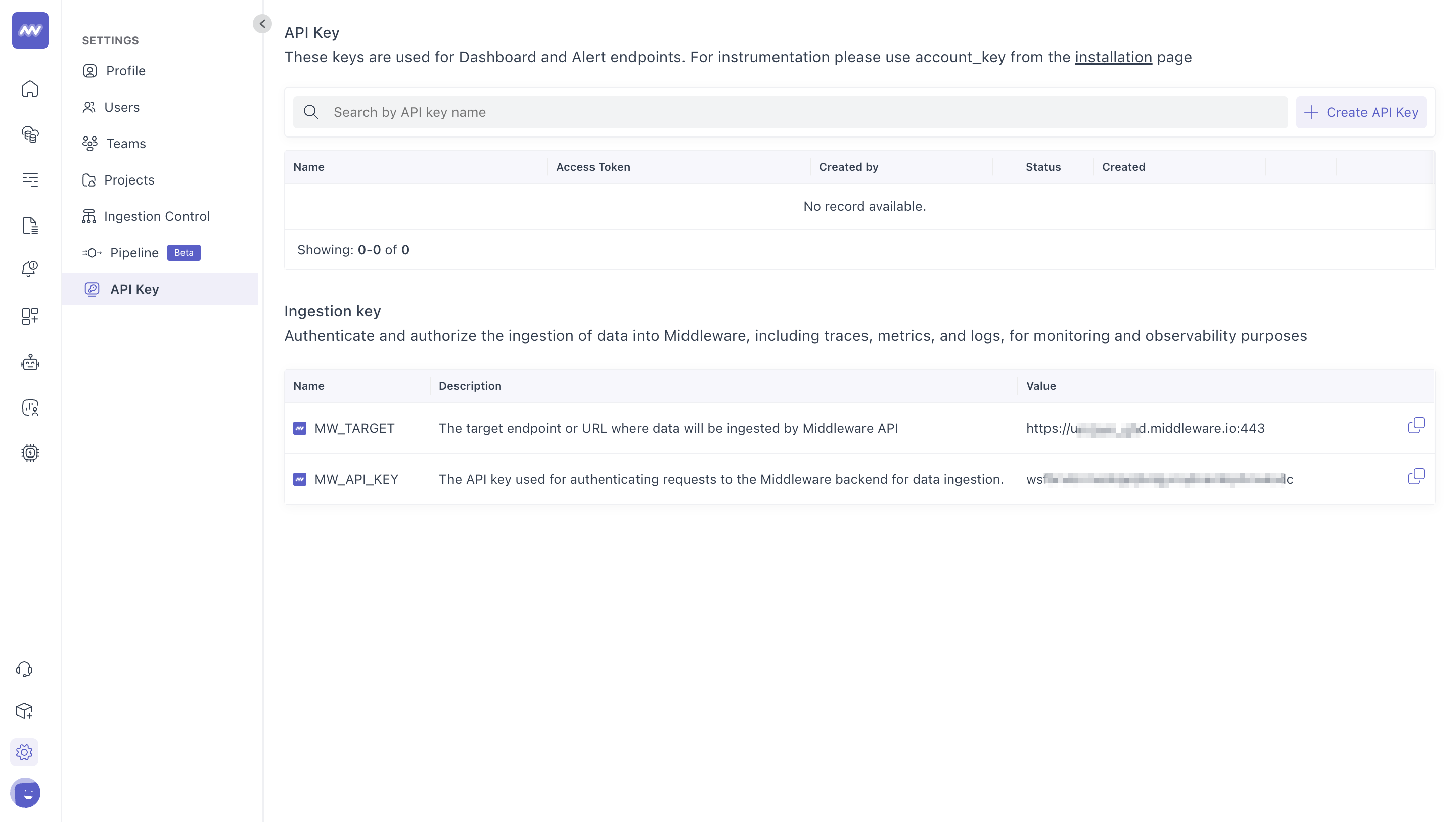 Middleware API Keys